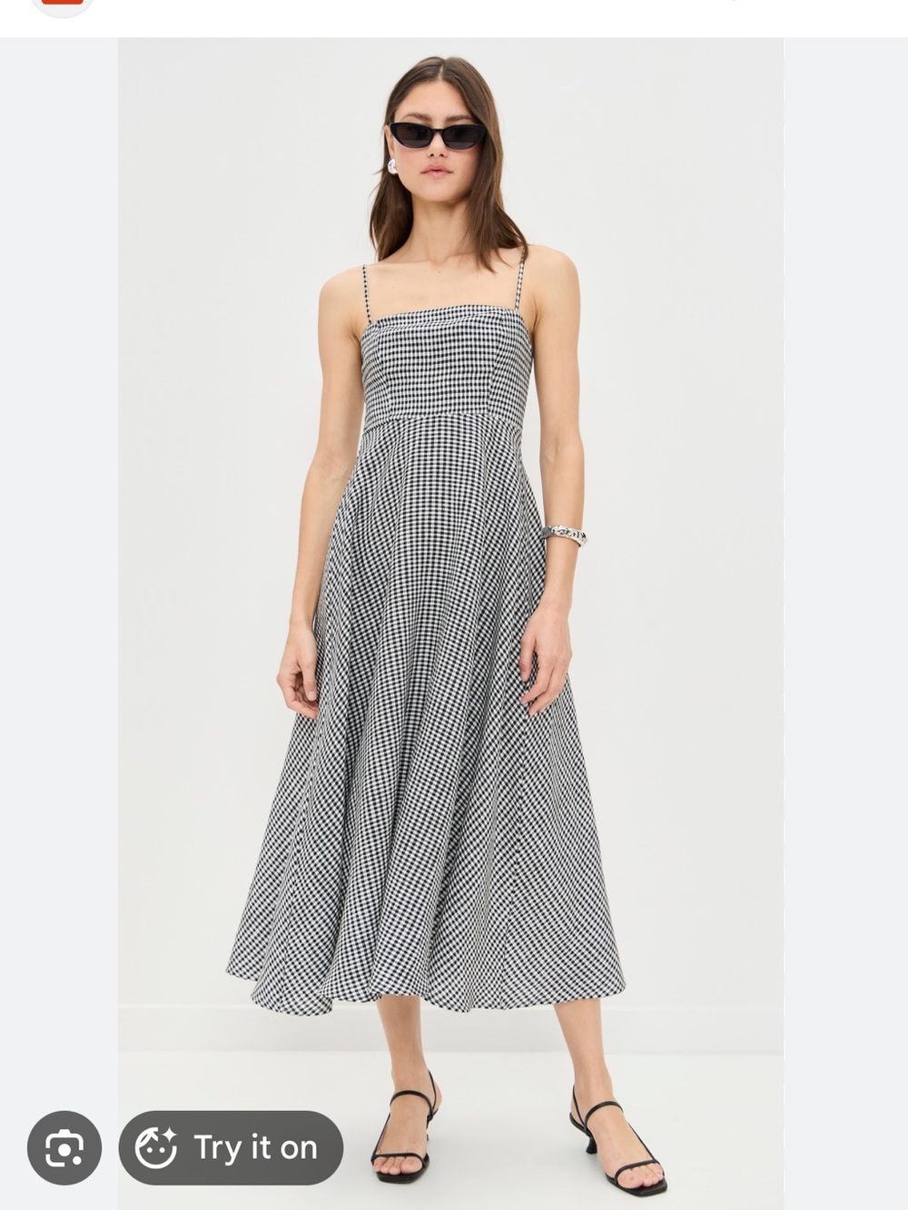 Reformation Monette Linen Checkered Dress